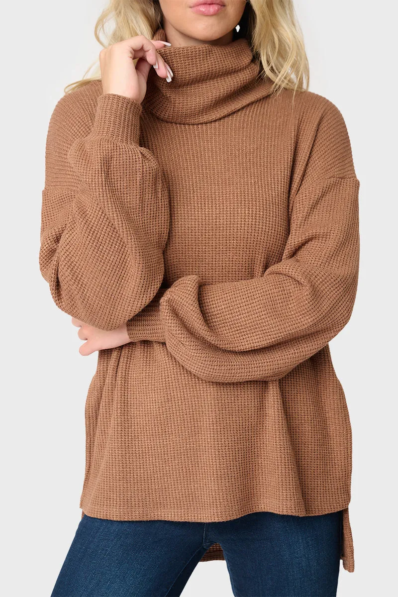 Cowl Neck Blouson Sleeve Soft Luxe Sweater