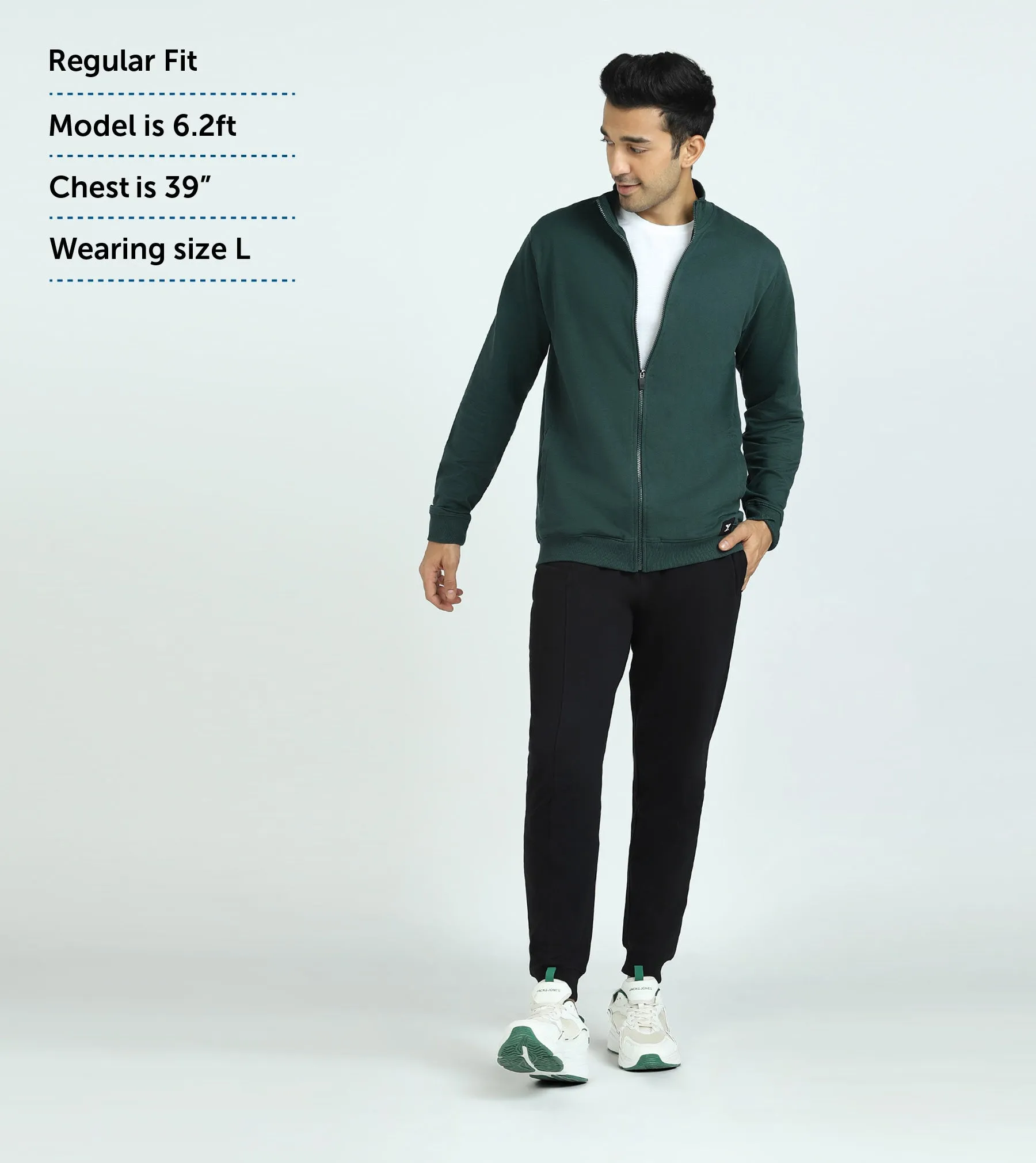 Cruze French Terry Cotton Zip Ups Forest Green