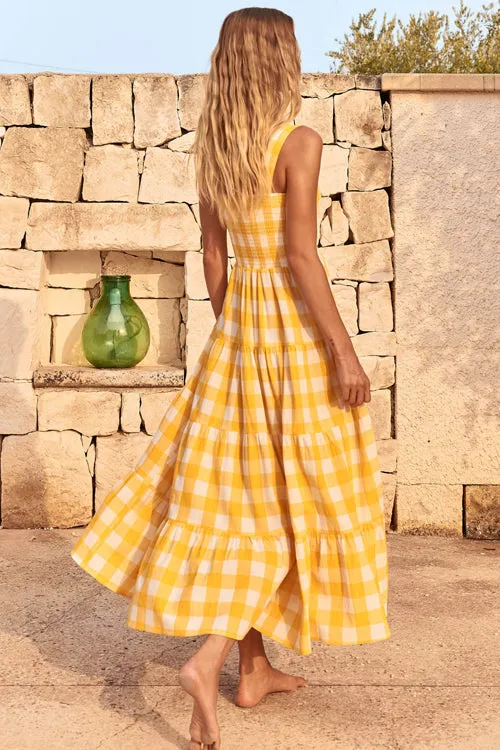 Dance With Me Plaid Print Babydoll Maxi Dress - 3 Colors