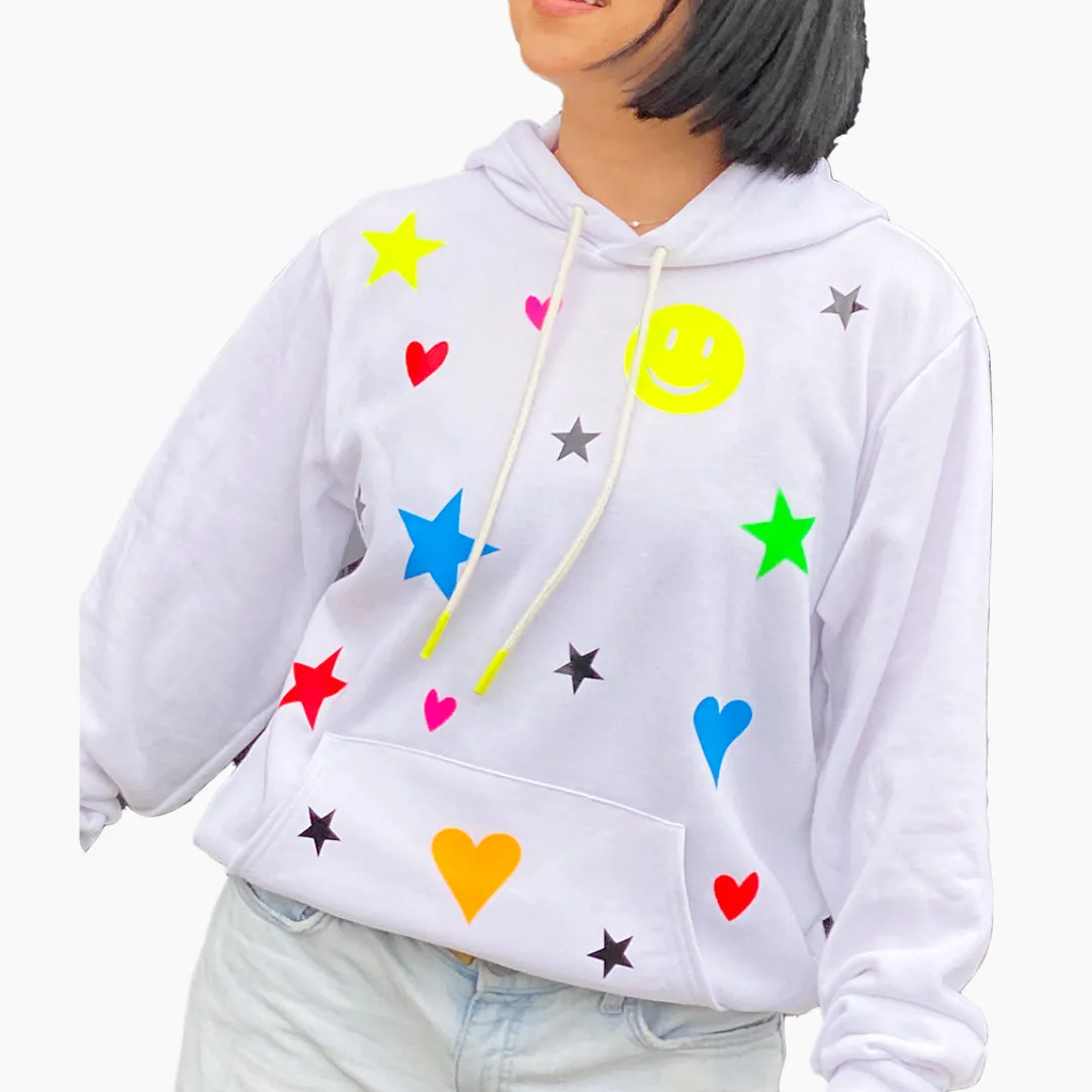 Dean Chic White Hoodie - Multi Happy