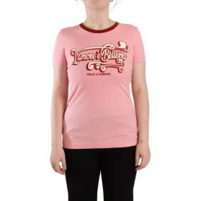 Dolce & Gabbana Chic Pink Logo Crew Neck Tee