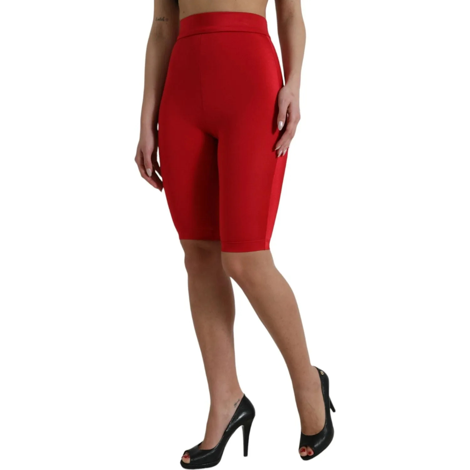 Dolce & Gabbana Chic Red High Waist Leggings Pants