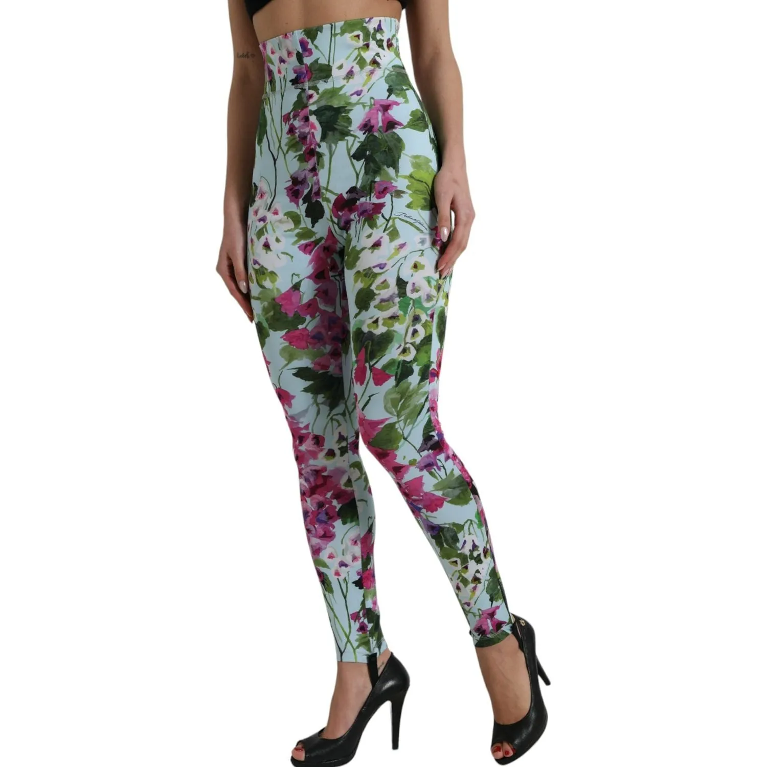 Dolce & Gabbana Elegant Floral High-Rise Leggings Pants