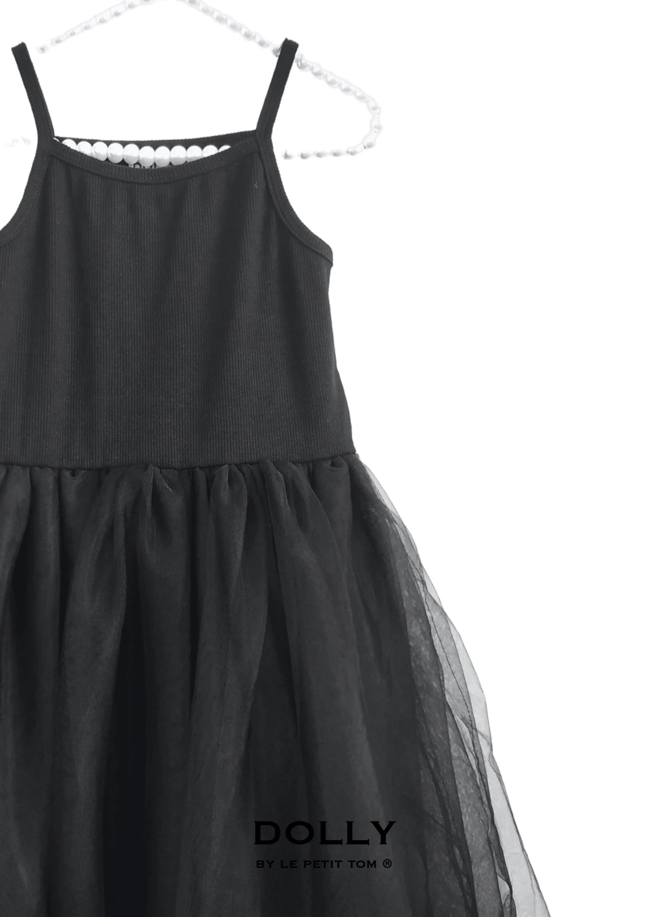 DOLLY by Le Petit Tom ® RIB COTTON TUTU DRESS black