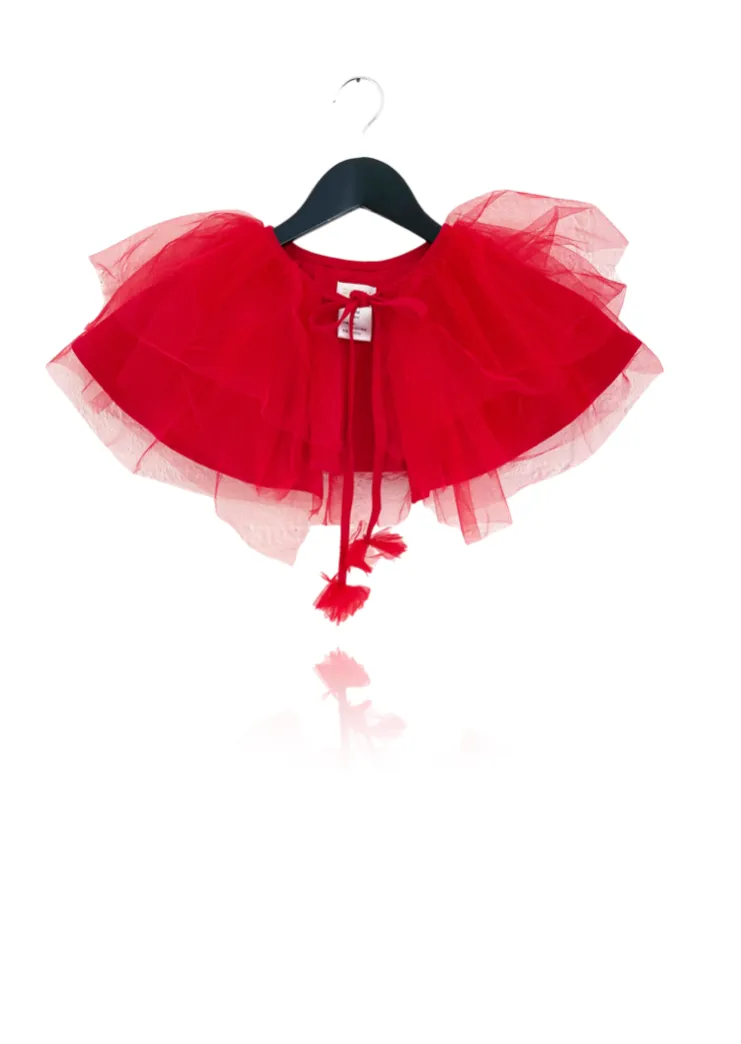 DOLLY TULLE CAPE  red