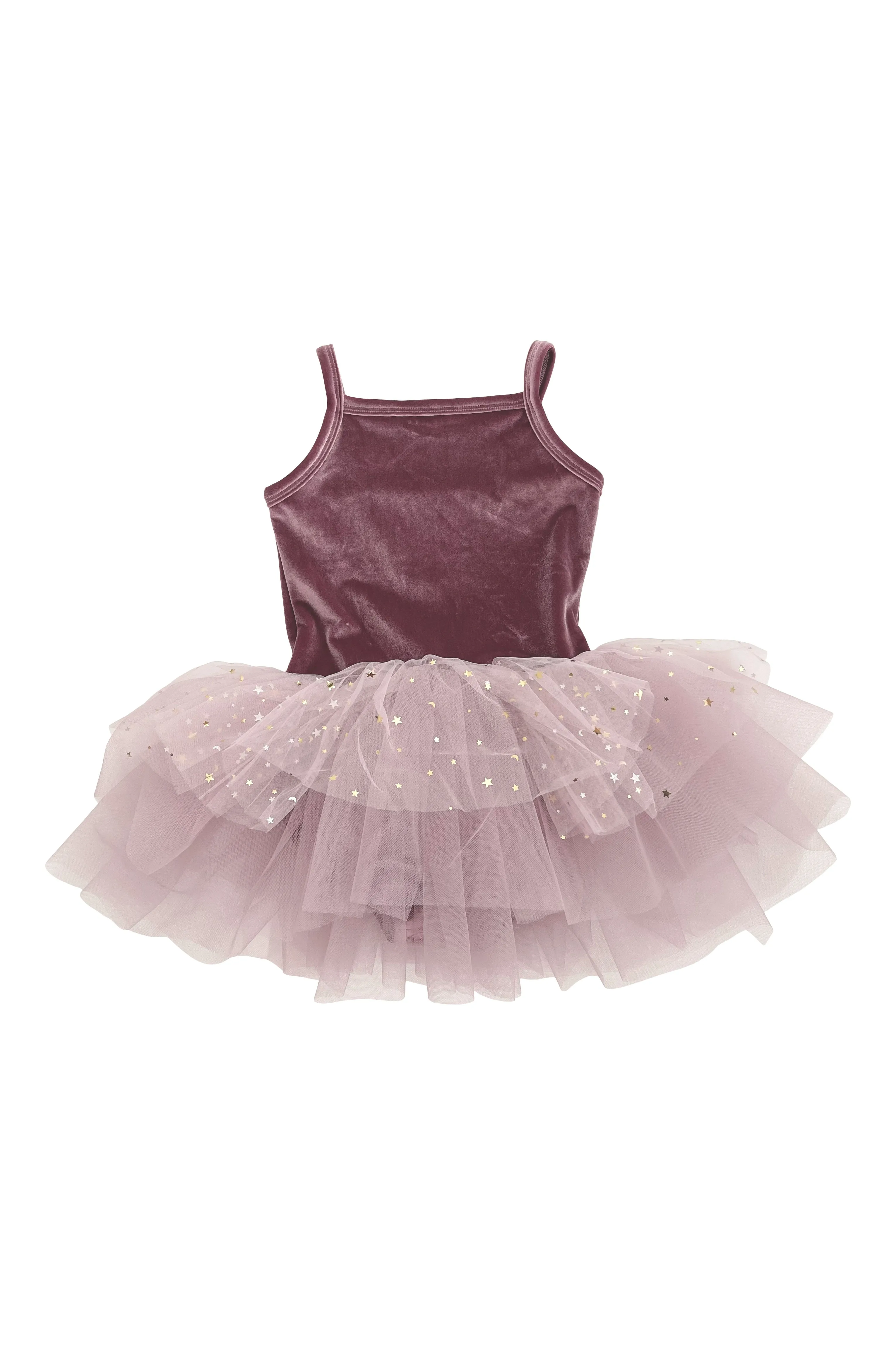 DOLLY® VELVET LEOTARD ROMPER TUTU DRESS STARS & MOON ⭐️ 🌙TULLE dusty violet