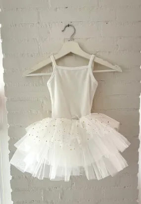 DOLLY® VELVET LEOTARD ROMPER TUTU DRESS STARS & MOON ⭐️ 🌙 TULLE white