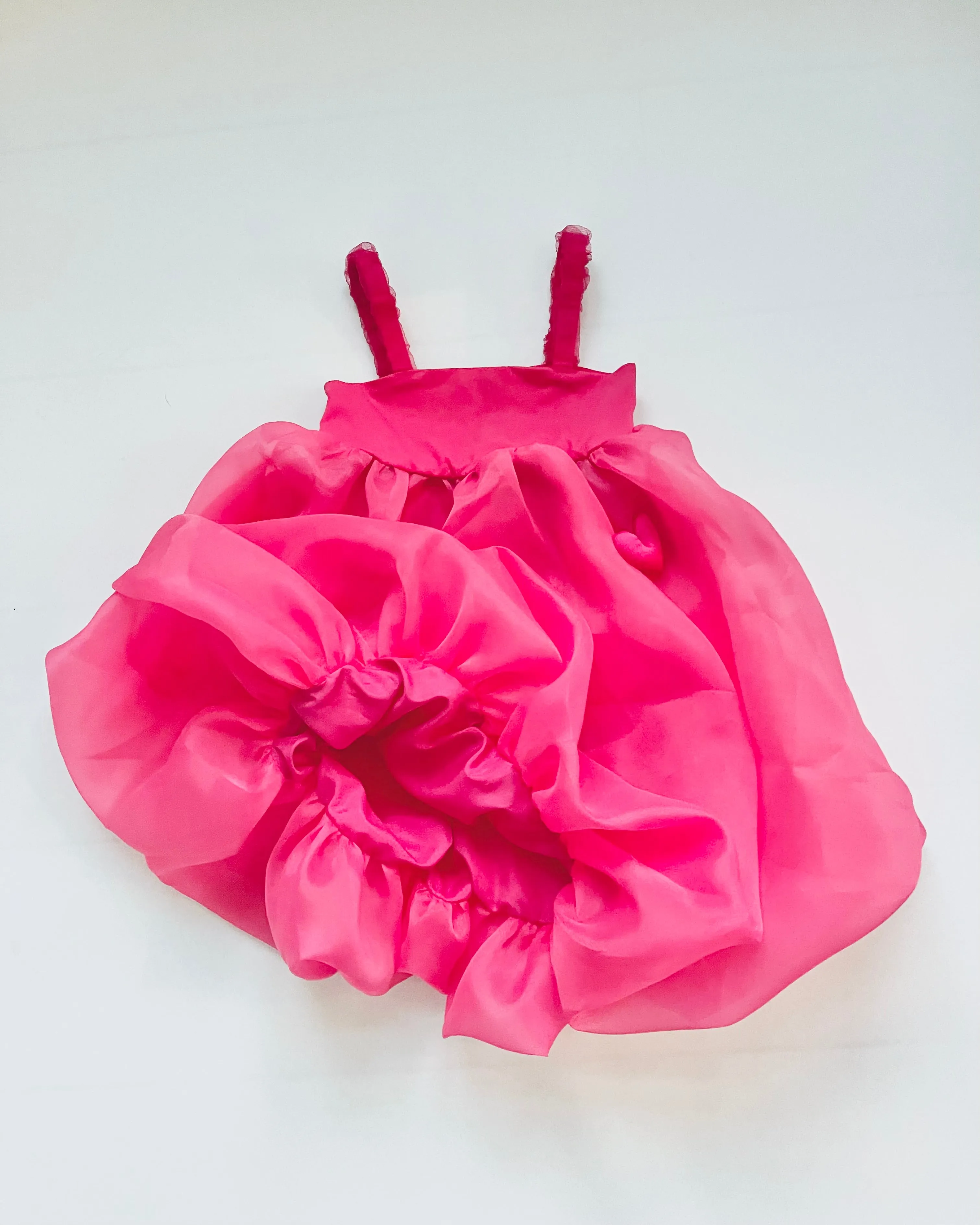 DOLLY WORLD HEART BALLOON ORGANZA DRESS WITH COTTON BODY barbiepink