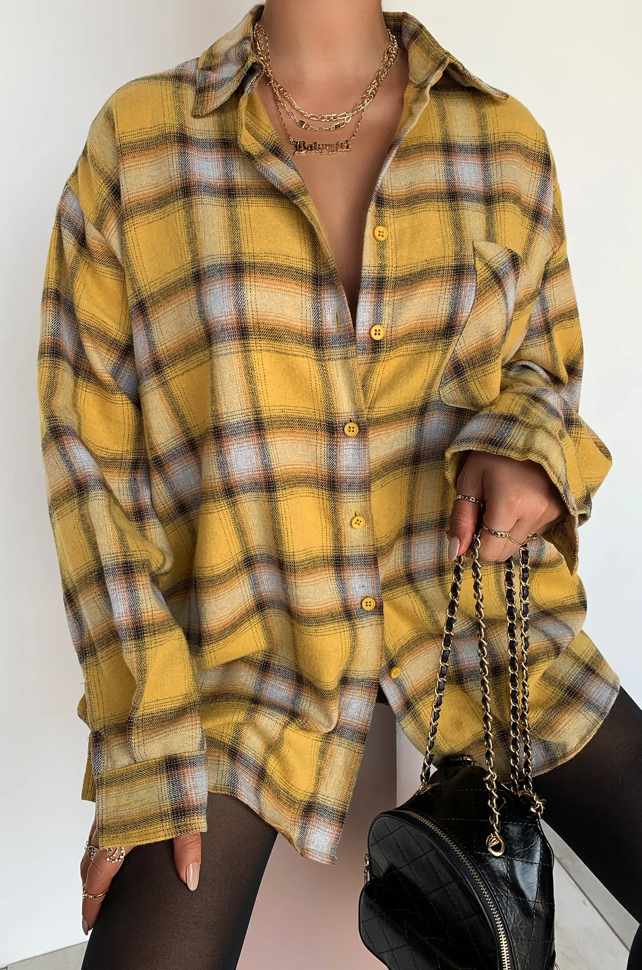 Downtown Chic Plaid Top - Yellow