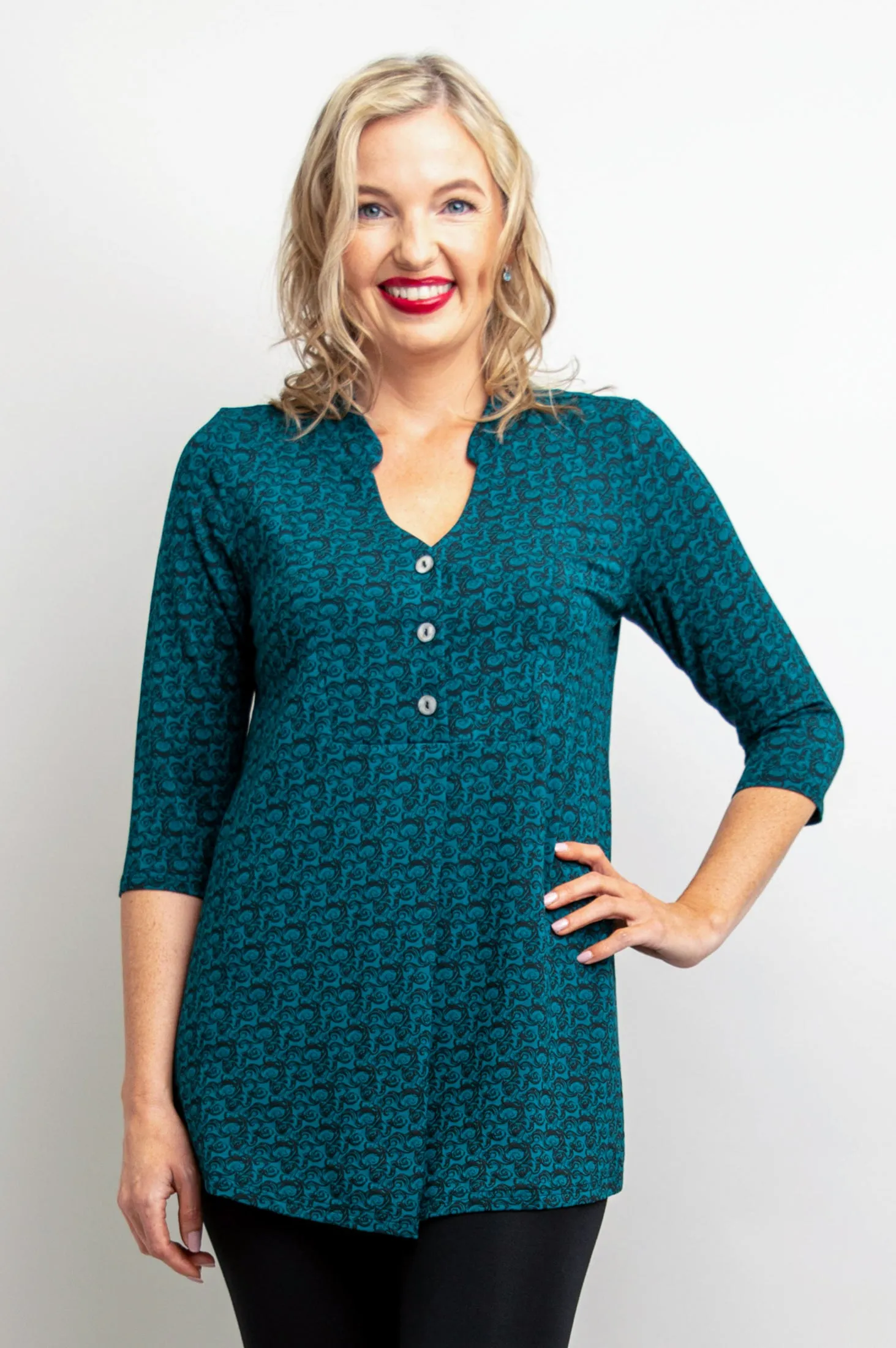 Edwina Top, Ocean Waves, Bamboo - Final Sale