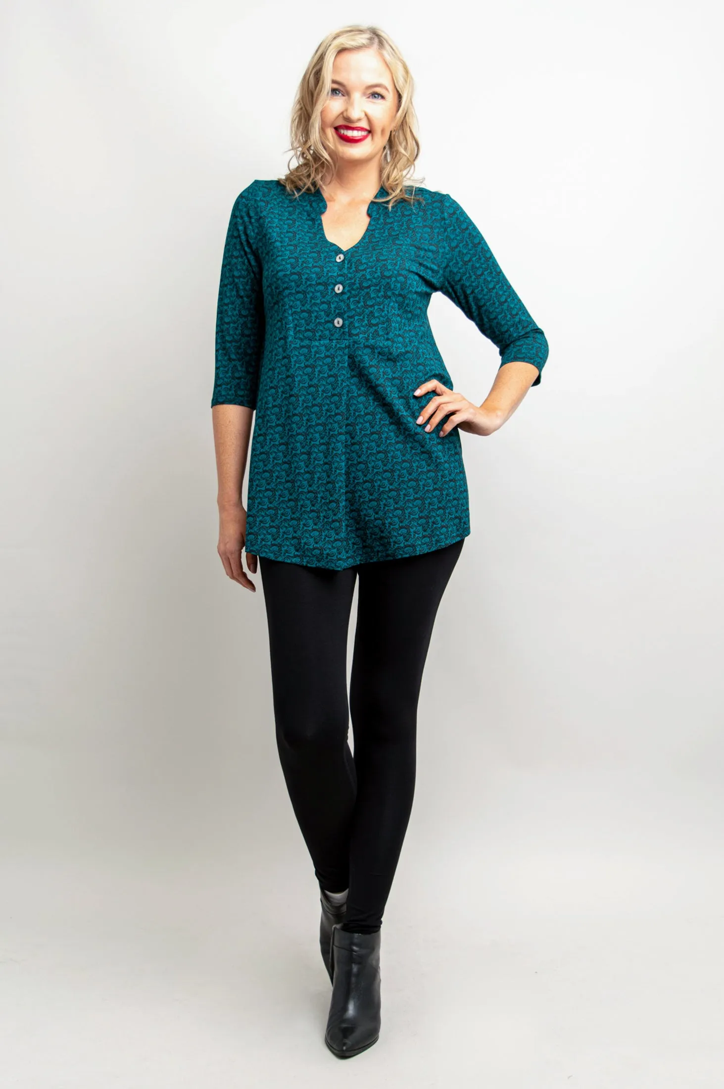 Edwina Top, Ocean Waves, Bamboo - Final Sale