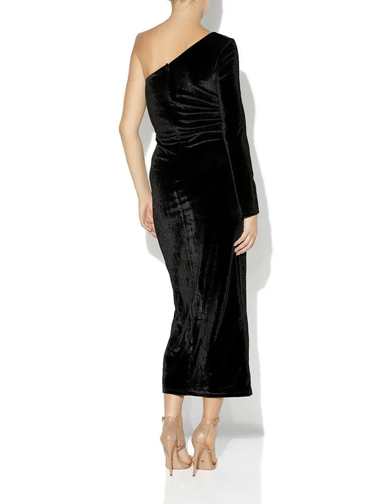 Estana Black Velour Dress