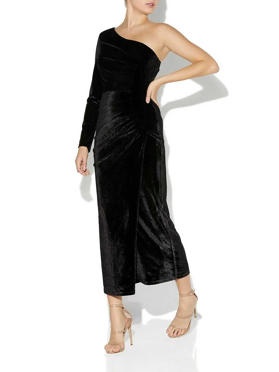 Estana Black Velour Dress