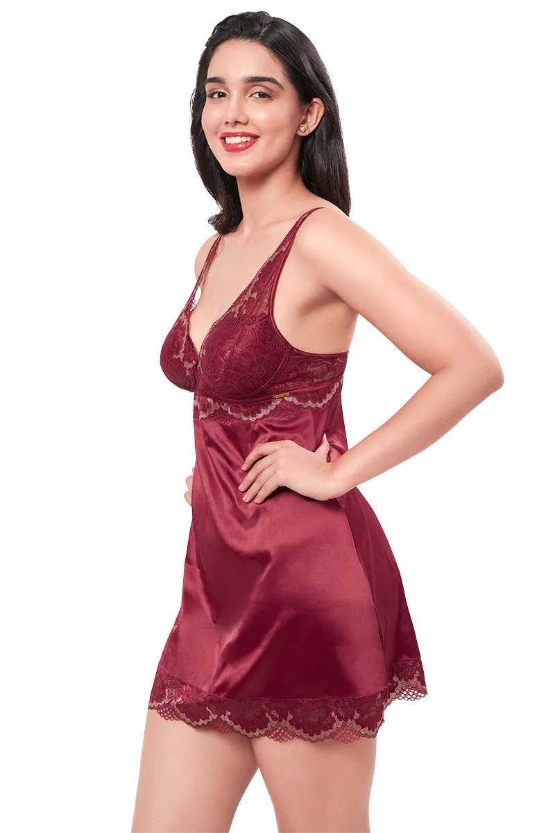 Eternal Bliss Satin Lace Babydoll