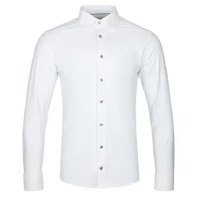 Eton Slim Fit 4 Way Stretch Shirt in White & Silver Buttons