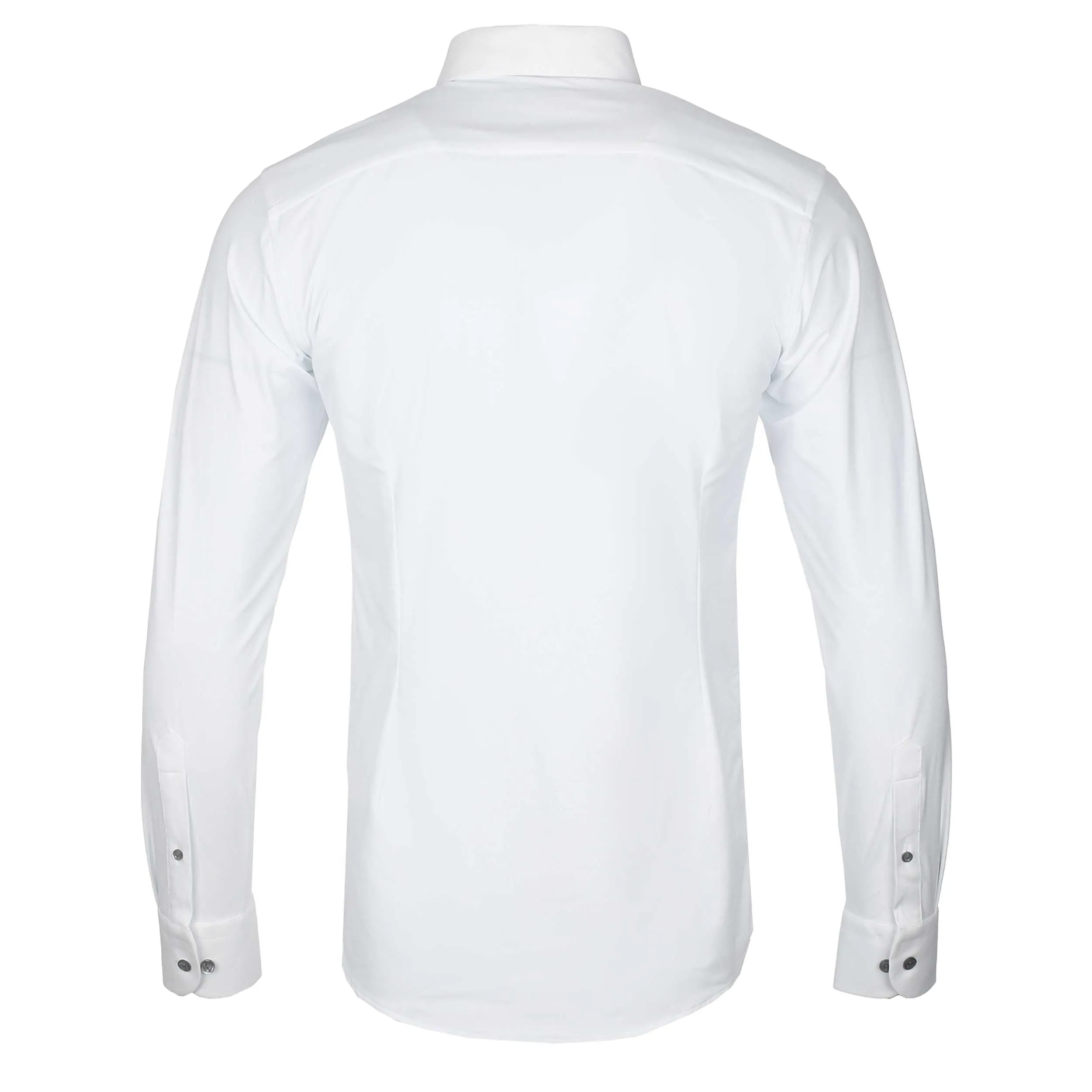 Eton Slim Fit 4 Way Stretch Shirt in White & Silver Buttons