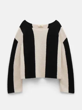 Everlee striped boat neck cotton jumper