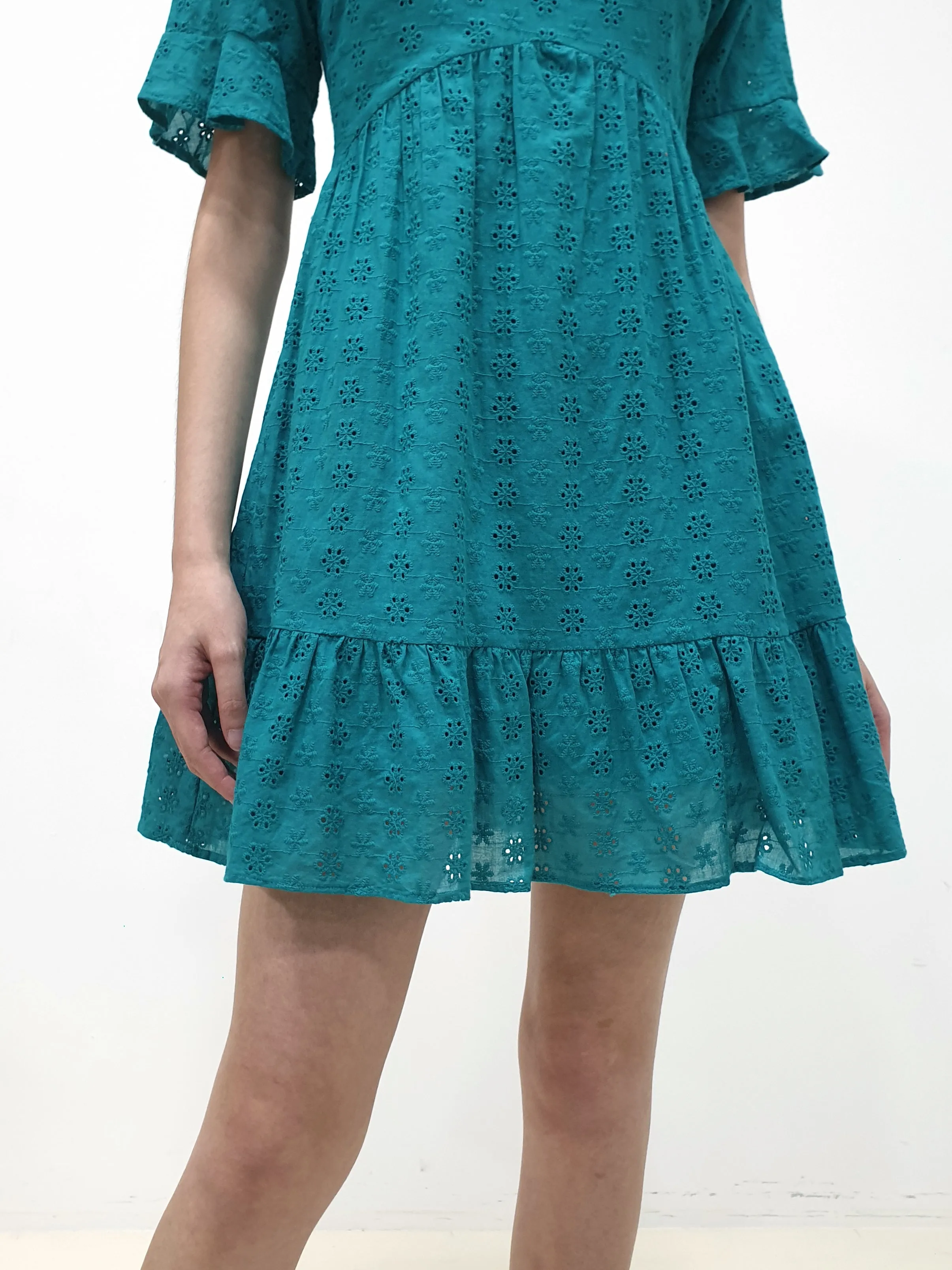 Eyelet Babydoll Dress - Teal (Non-returnable)