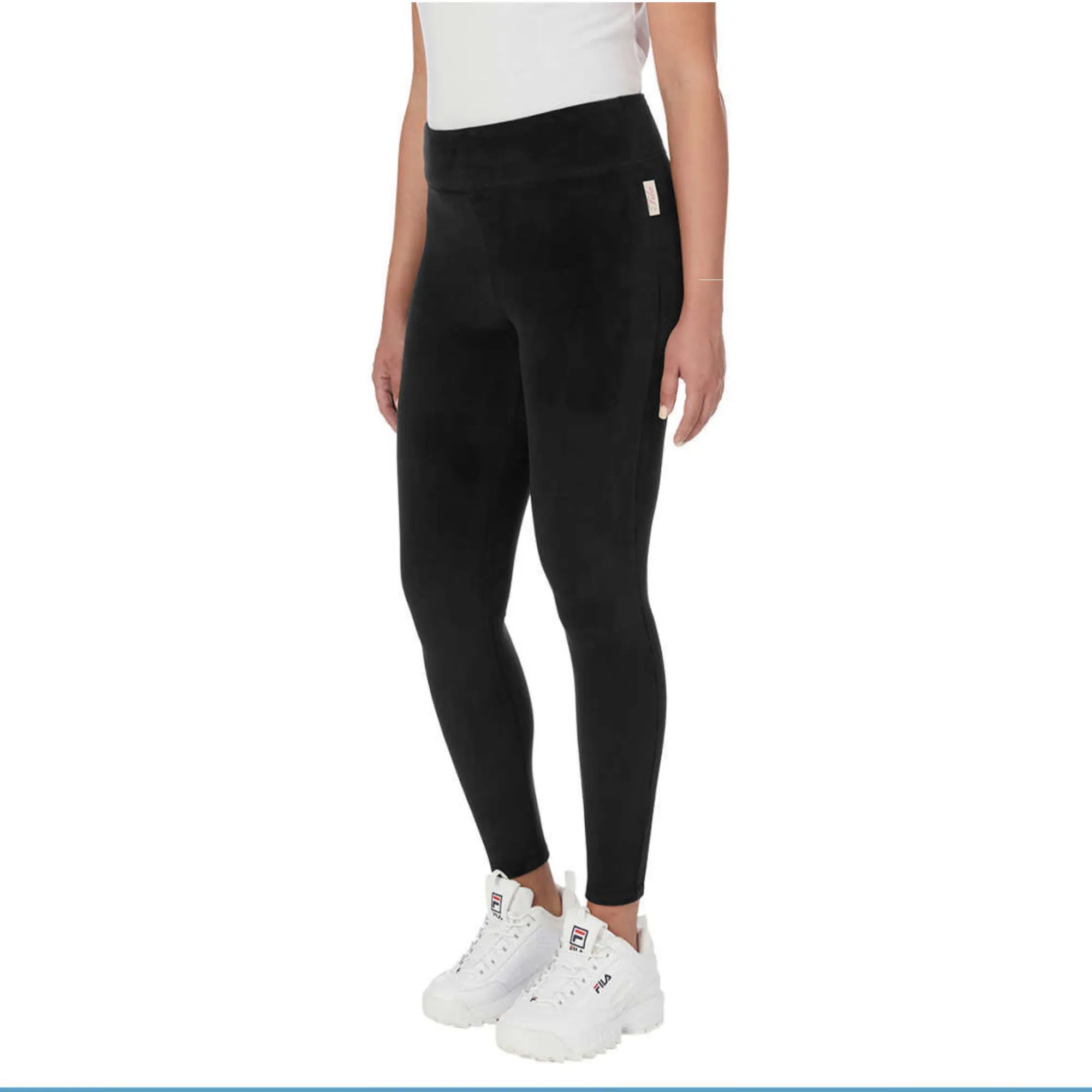 FILA Women's Velour High Rise Elasticated Waist Casual Active Leggings