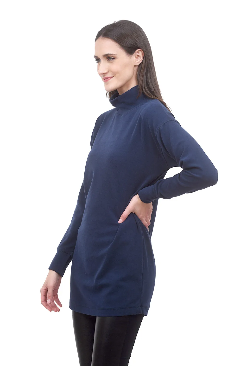 Funnel Neck Sweatshirt Tunic