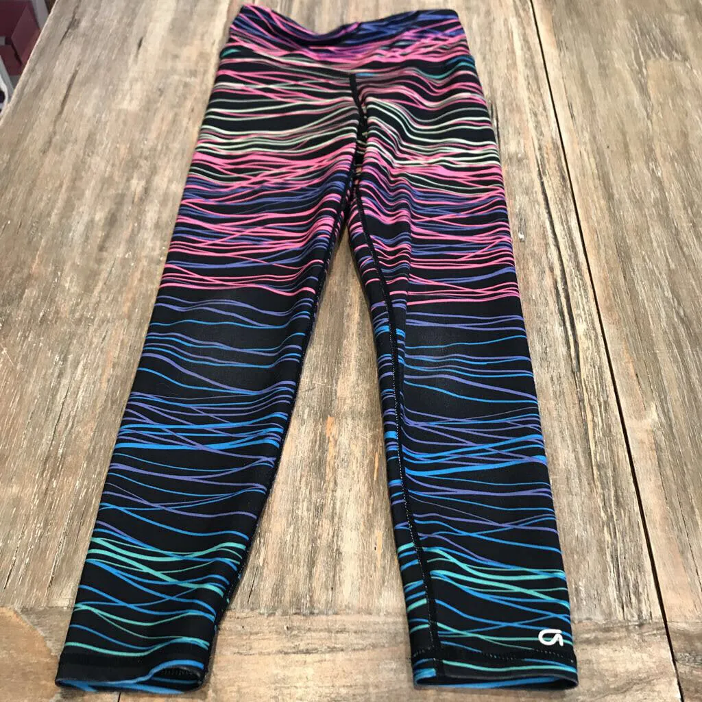 Gap black neon/pink/ylw/purple/stripe Active Leggings 6-7Y