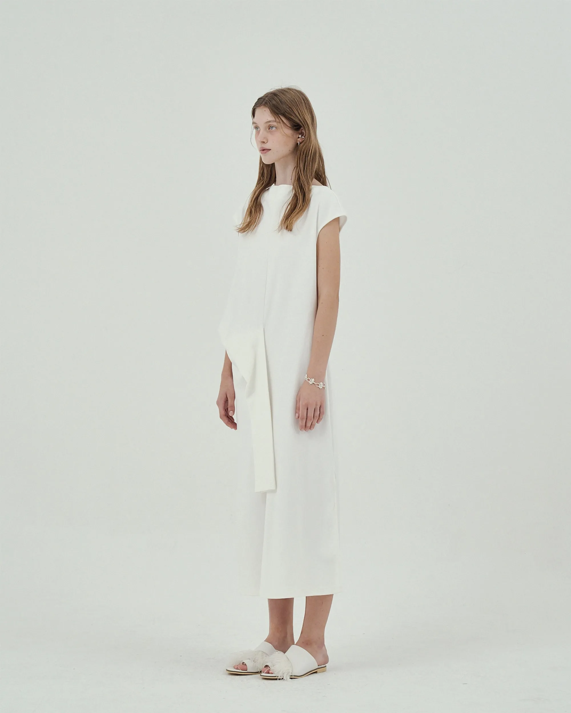 GOEN.J Knotted detail sleeveless cotton-jersey midi dress - White