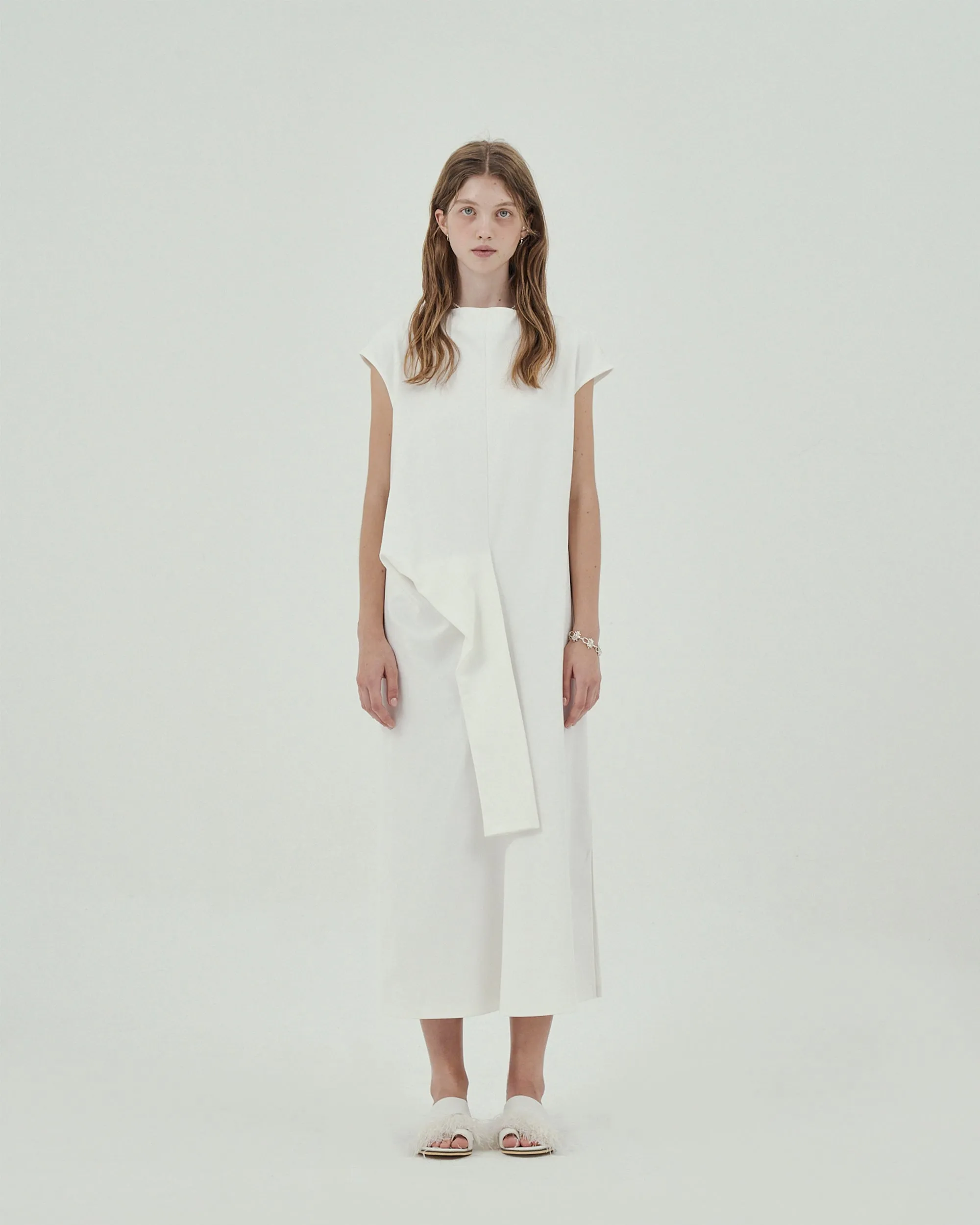 GOEN.J Knotted detail sleeveless cotton-jersey midi dress - White