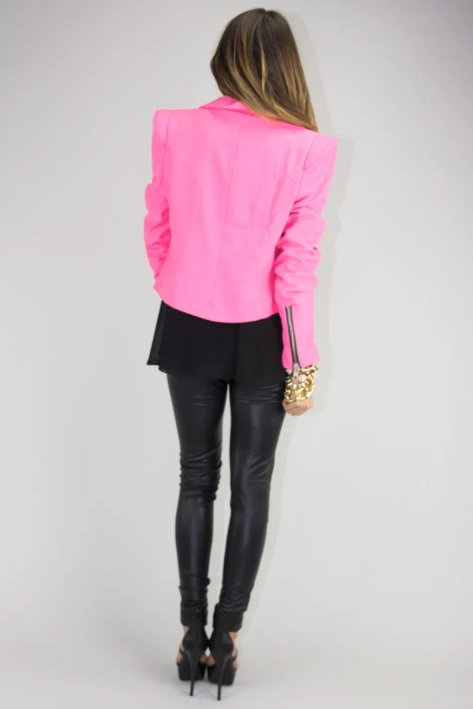 JANE NEON ZIP BLAZER - Pink (Final Sale)