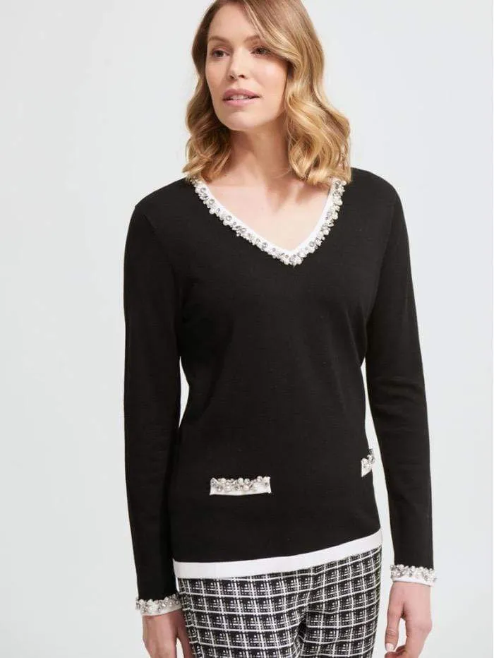 Joseph Ribkoff S Black Bead Trimmed Jumper 213933 110