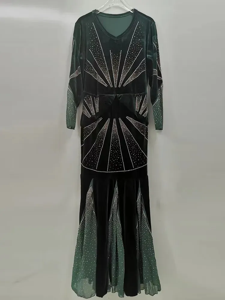 Kay- the 1930s Inspired Art Deco Velvet Gown 3 Colors Plus Size