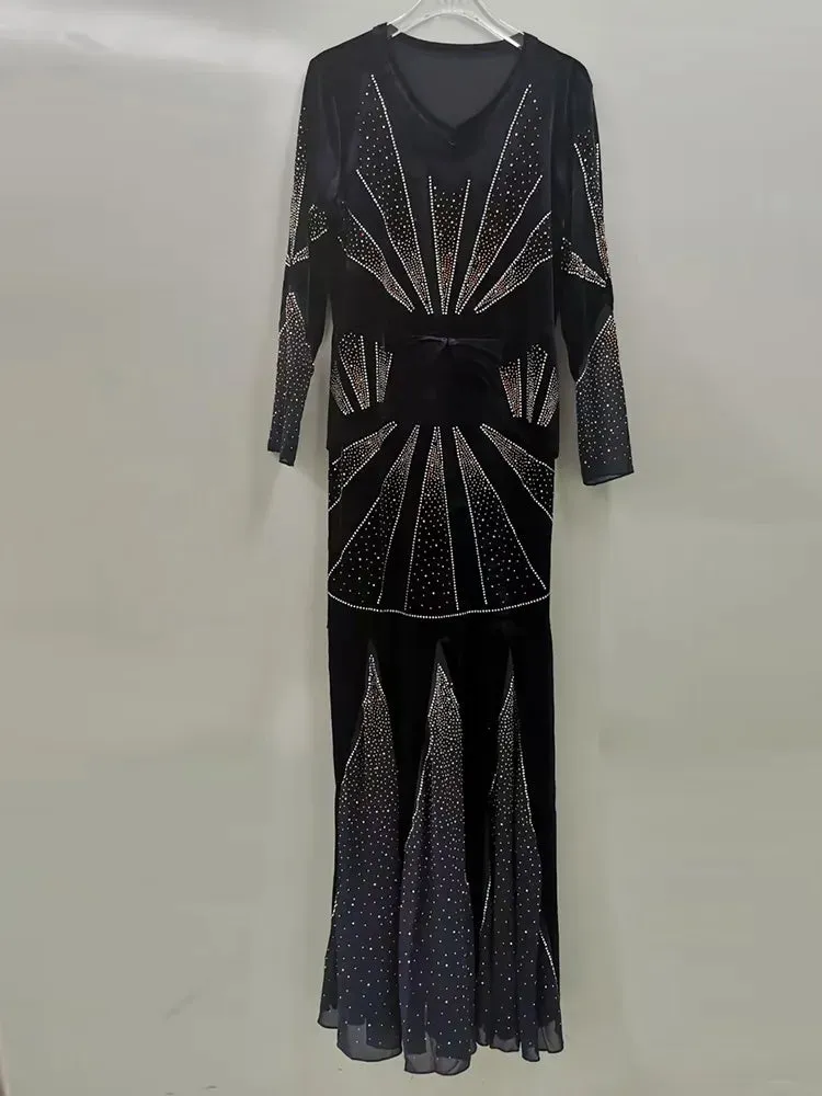 Kay- the 1930s Inspired Art Deco Velvet Gown 3 Colors Plus Size