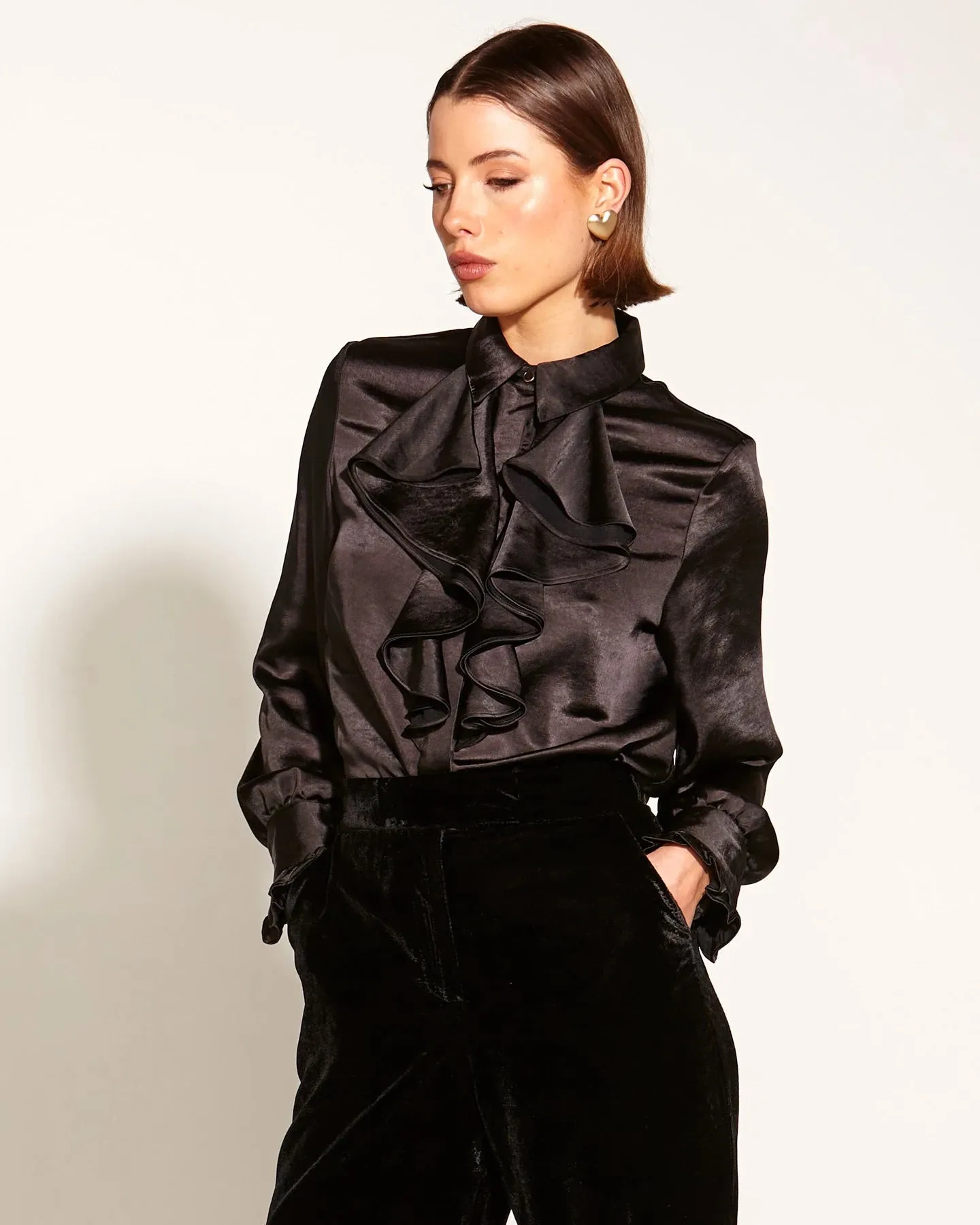 Knowing Ruffle Satin Shirt