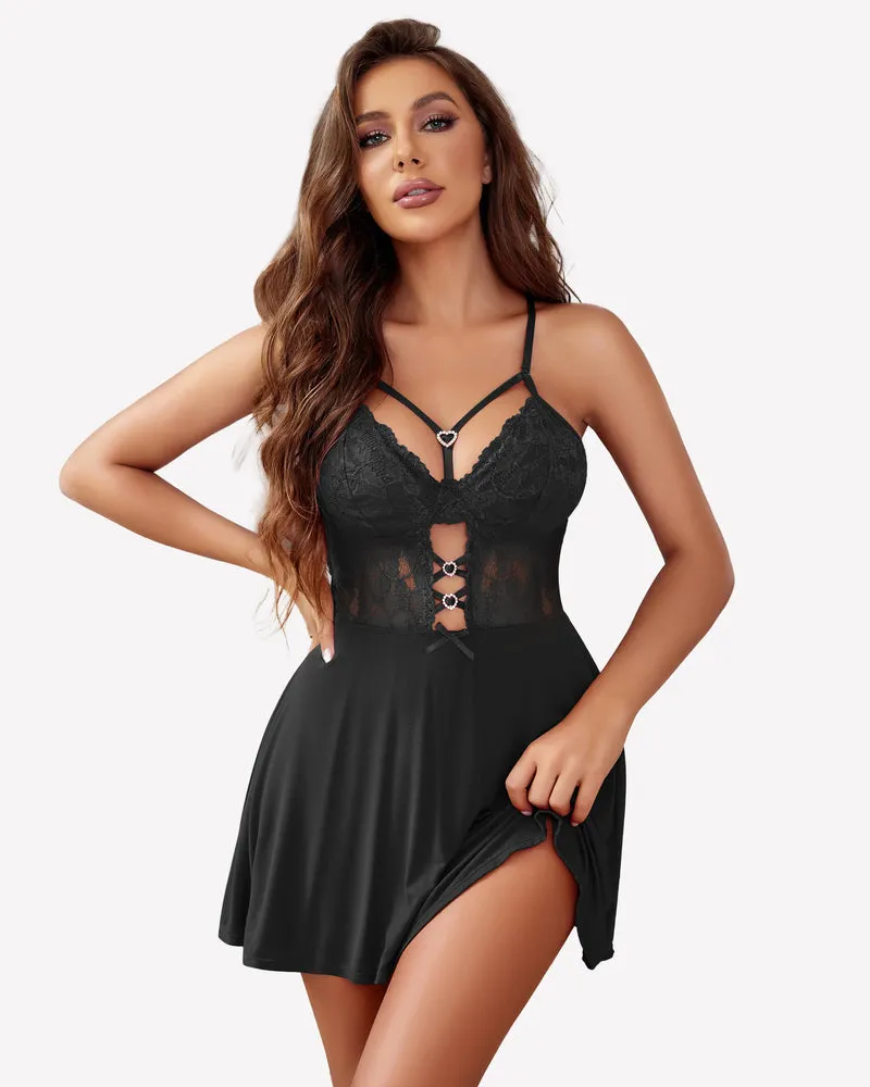 Lace Babydoll V-neck Nightie Slip Dress