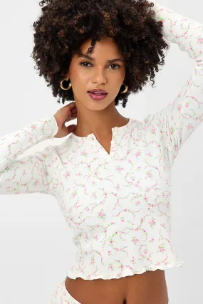 Lake Waffle Long Sleeve Top - Day Lily