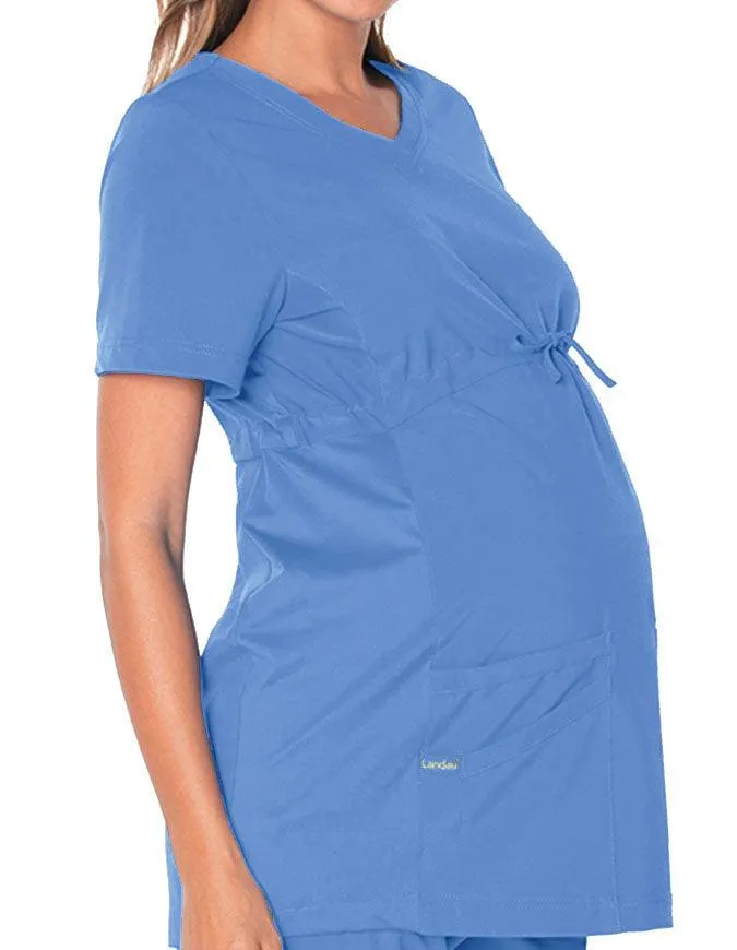 Landau Proflex Women's Maternity V-Neck Tunic Solid Scrub Top