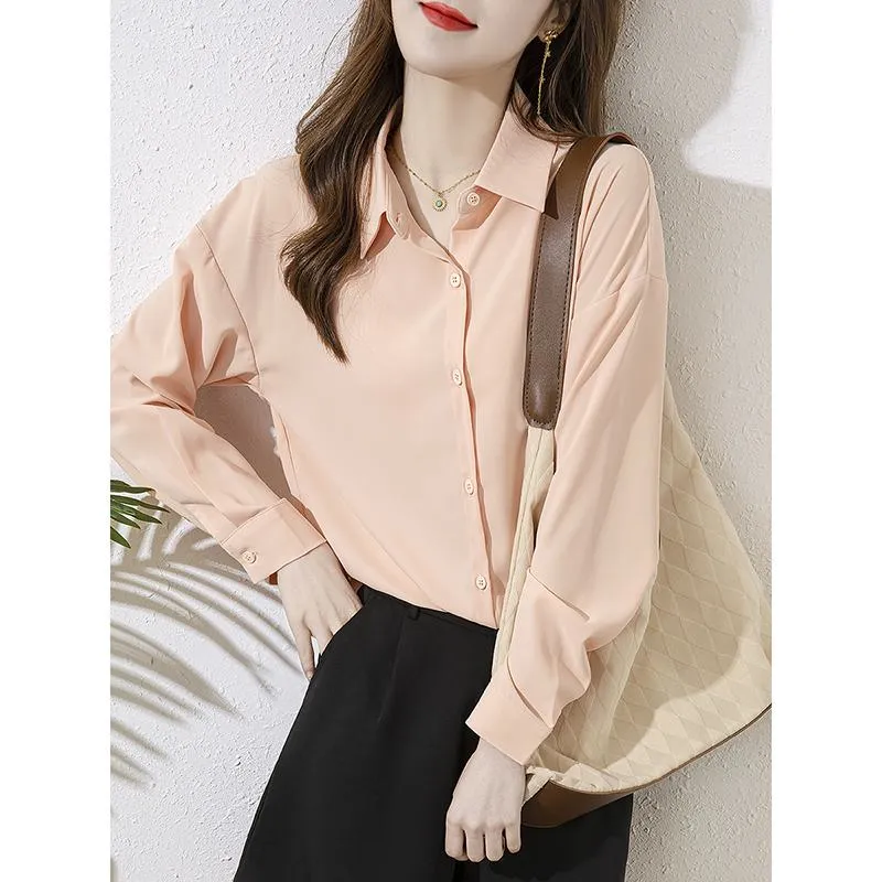 Long Sleeve Chic Daily Casual Pink Versatile Shirt