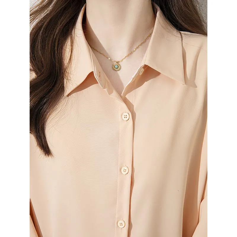 Long Sleeve Chic Daily Casual Pink Versatile Shirt