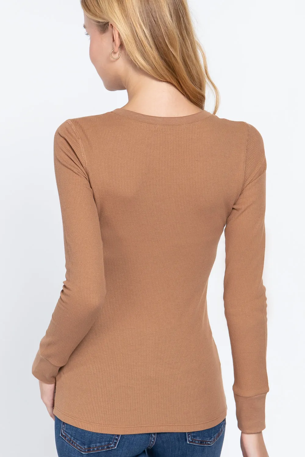 Long Slv V-neck Thermal Top - 16 colors