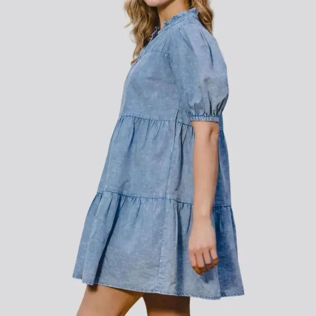 Loose tiered denim dress