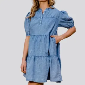 Loose tiered denim dress