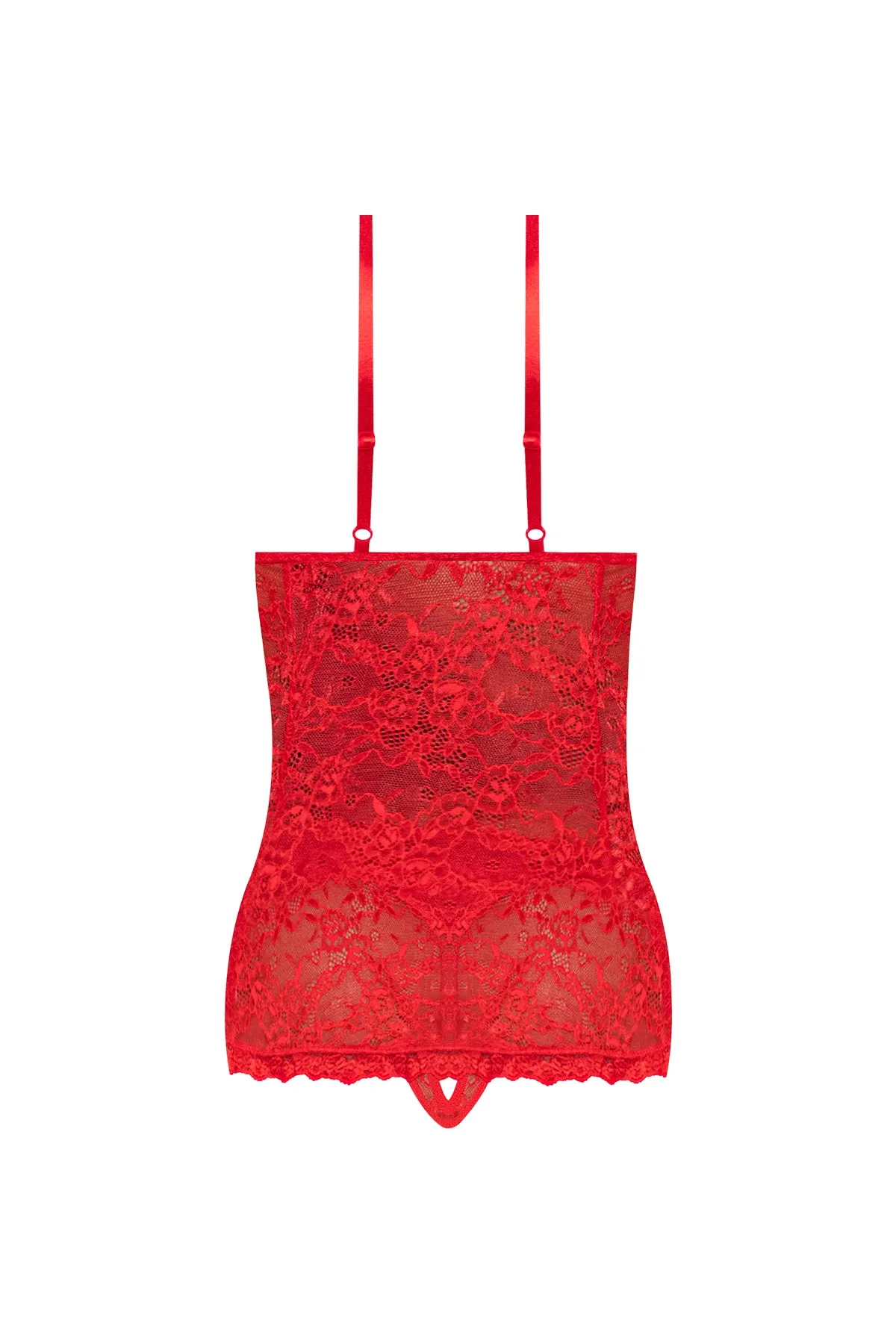 Magic Silk Ooh La Lace Babydoll & Split-Crotch Panty Set Red