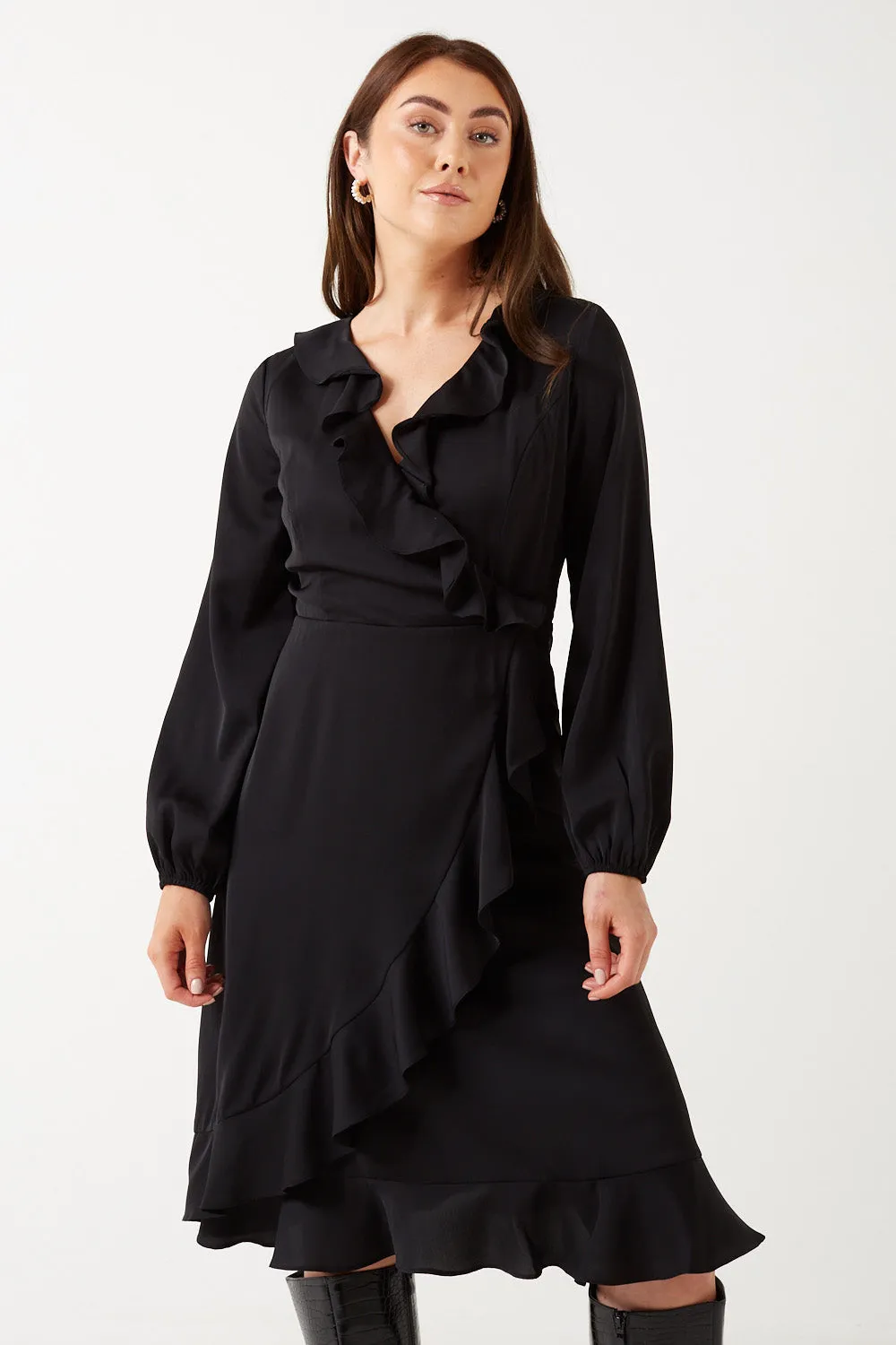 Marc Angelo Ruffle Neckline Dress