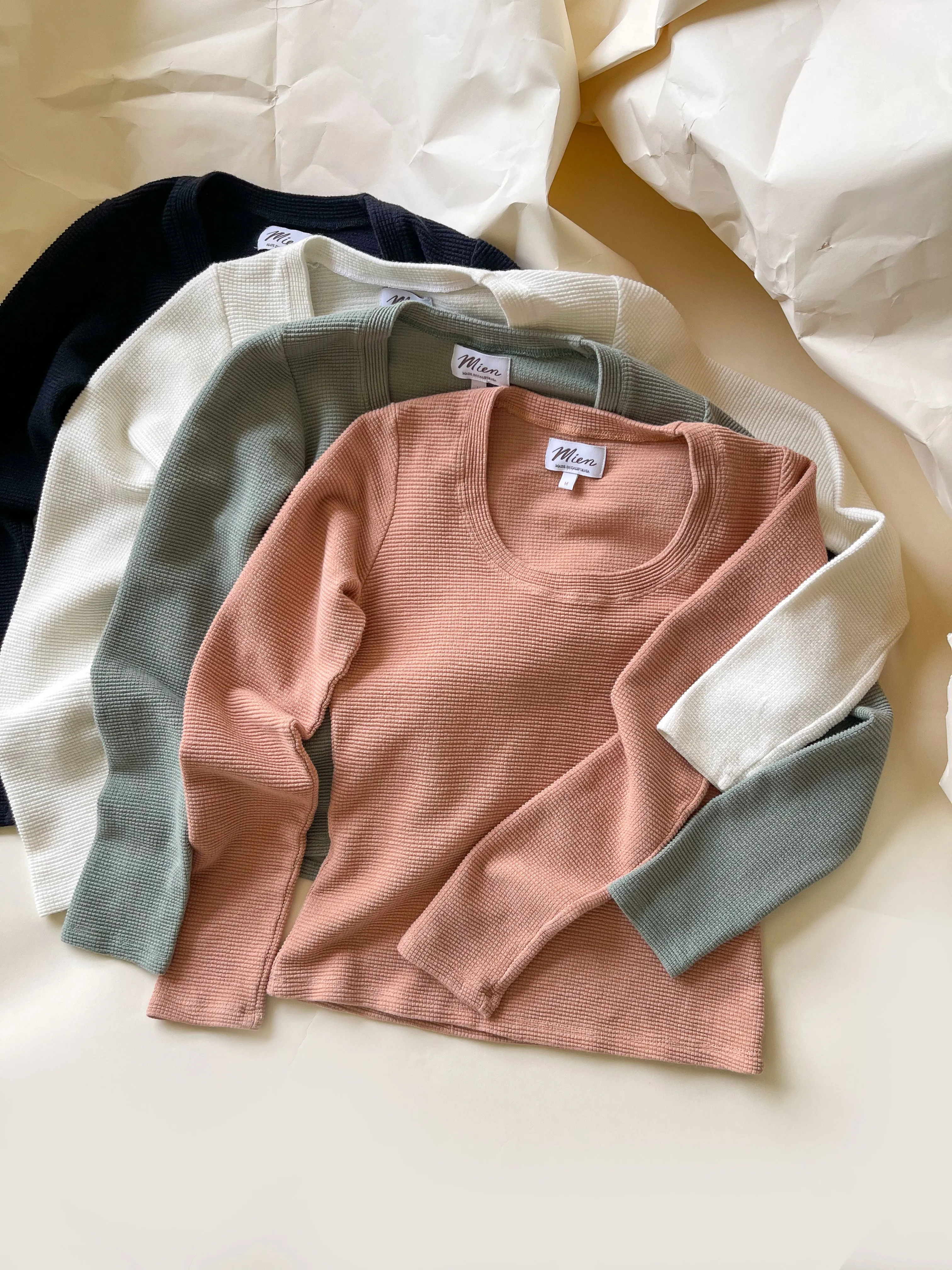 Marshmallow Thermal™️ Long Sleeve Waffle Top - Cream White