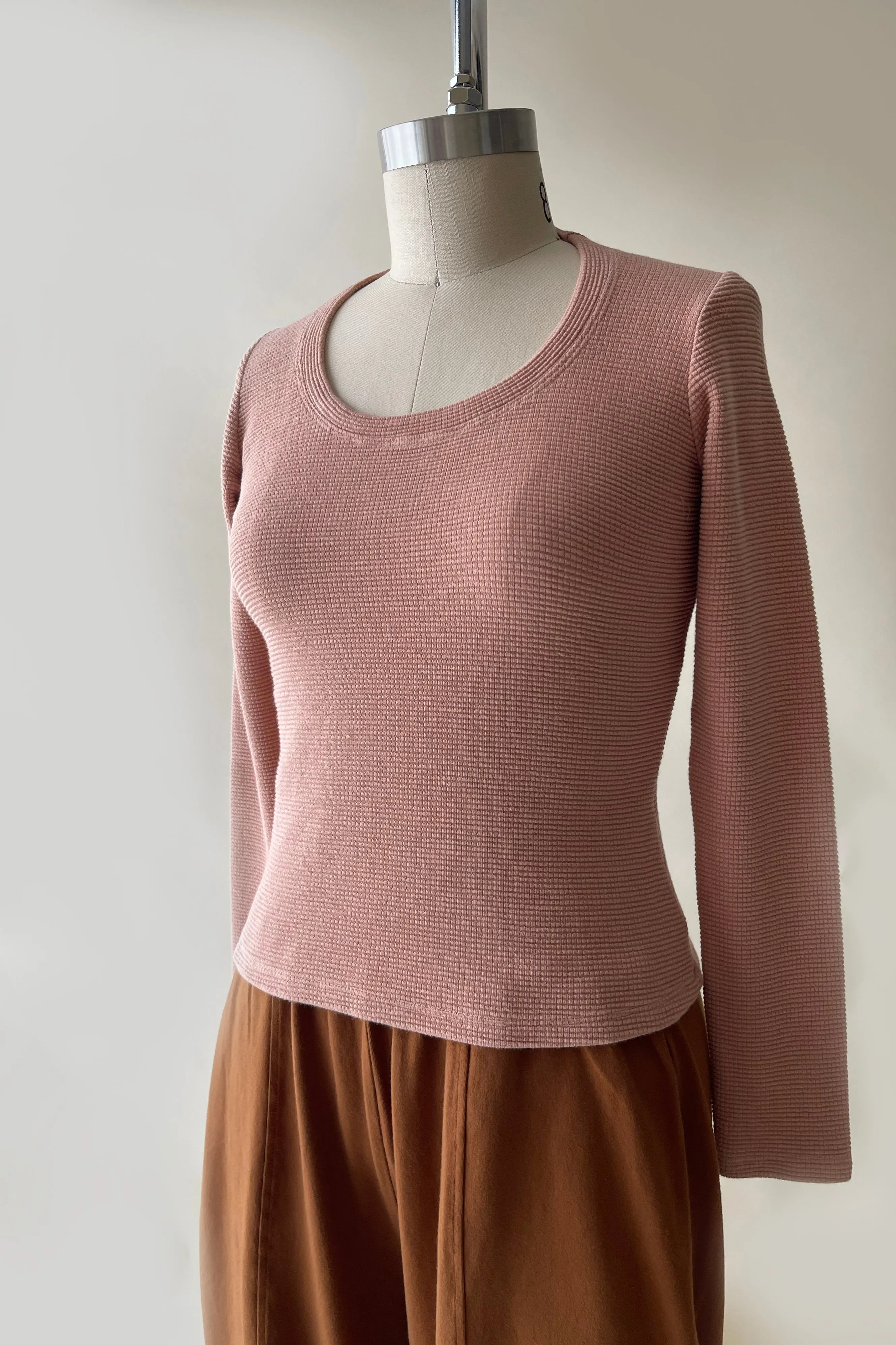 Marshmallow Thermal™️ Long Sleeve Waffle Top - Dusty Rose