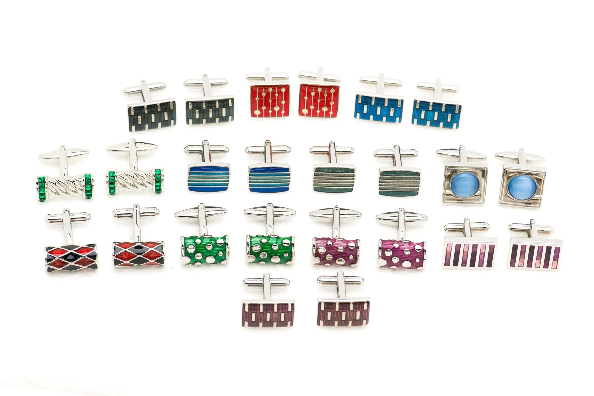 Medford Green and Silver Rhodium Plated Cufflinks