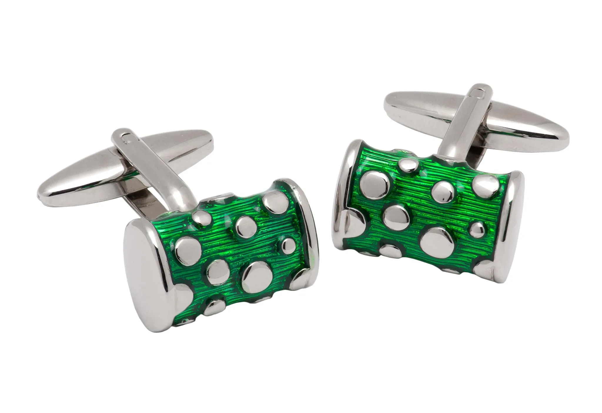 Medford Green and Silver Rhodium Plated Cufflinks