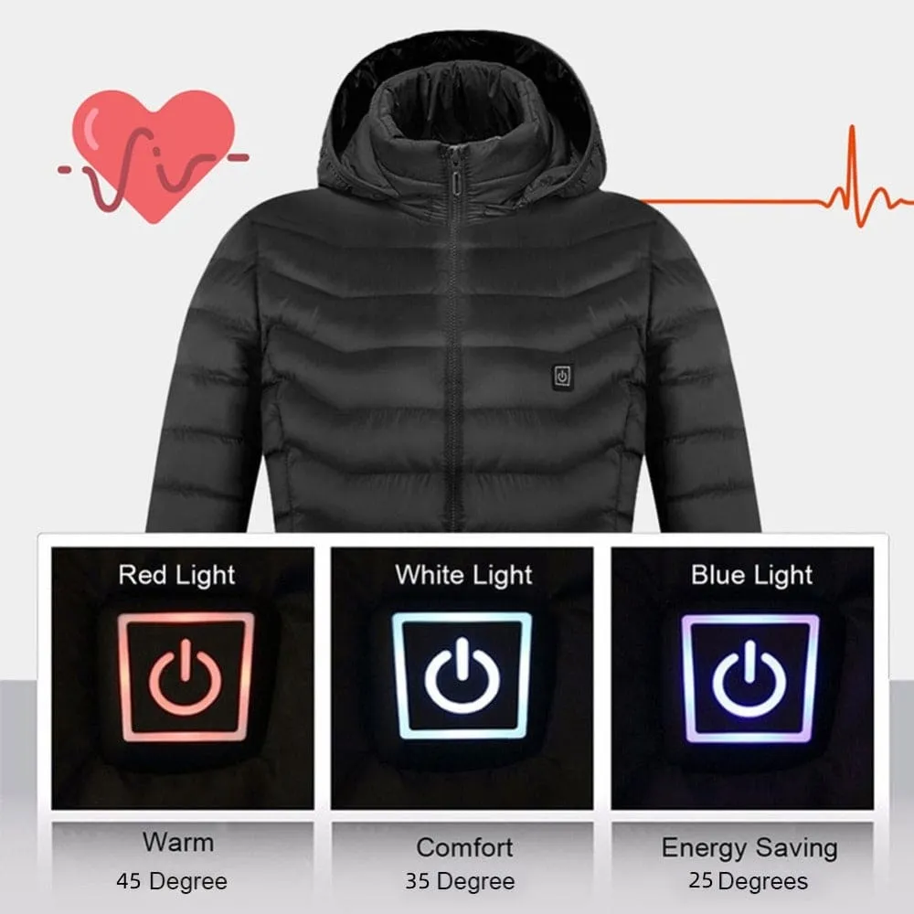 Men Fast Self-Heating USB Charger Hooded Winter Coat