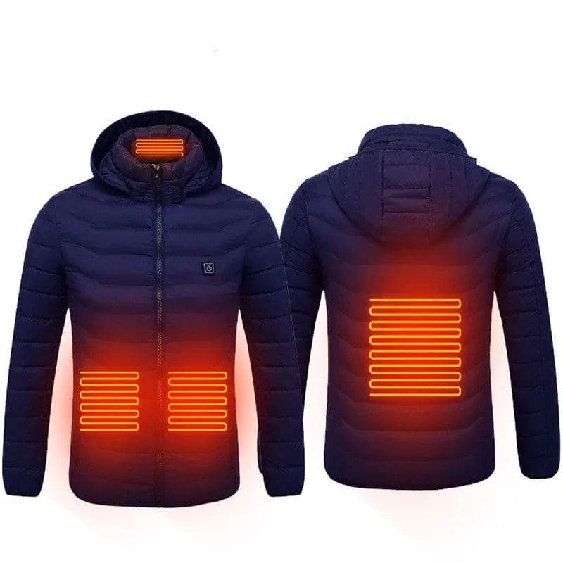 Men Fast Self-Heating USB Charger Hooded Winter Coat