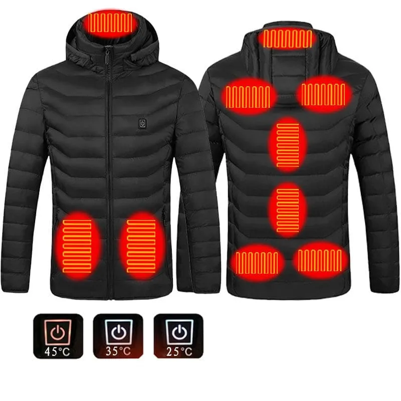 Men Fast Self-Heating USB Charger Hooded Winter Coat