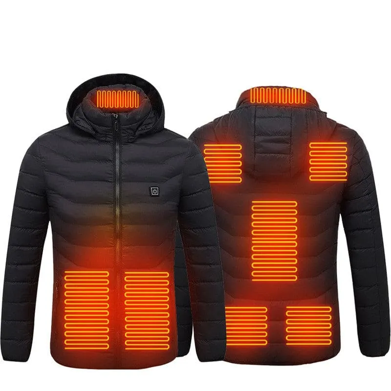 Men Fast Self-Heating USB Charger Hooded Winter Coat